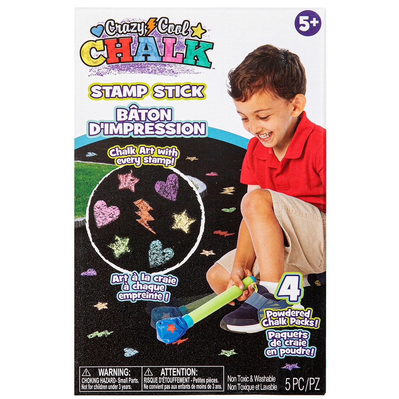Alex: Crazy Cool Chalk - Stamp Stick - Create Stars, Heart & Lighting Bolt Prints, 4 Color Chalk Packs, Outdoor Sidewalk & Driveway Art, Kids Ages 5+